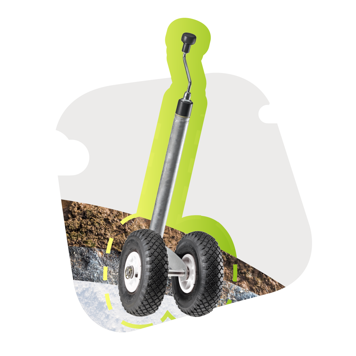Easy Wheel in gebruik op zachte ondergrond