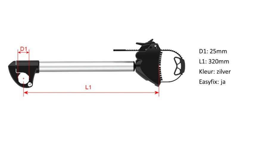 Flexibele framehouder met spanband lang, 

t.b.v. 25 mm U-beugel
