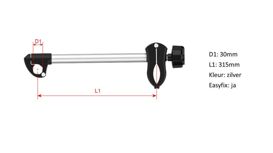 Framehouder Easy Fix afsluitbaar lang, t.b.v. 30 mm U-beugel